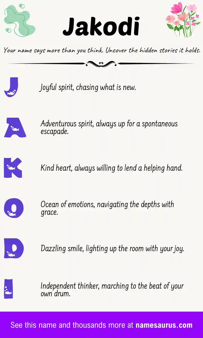 Acrostic poem about Jakodi.