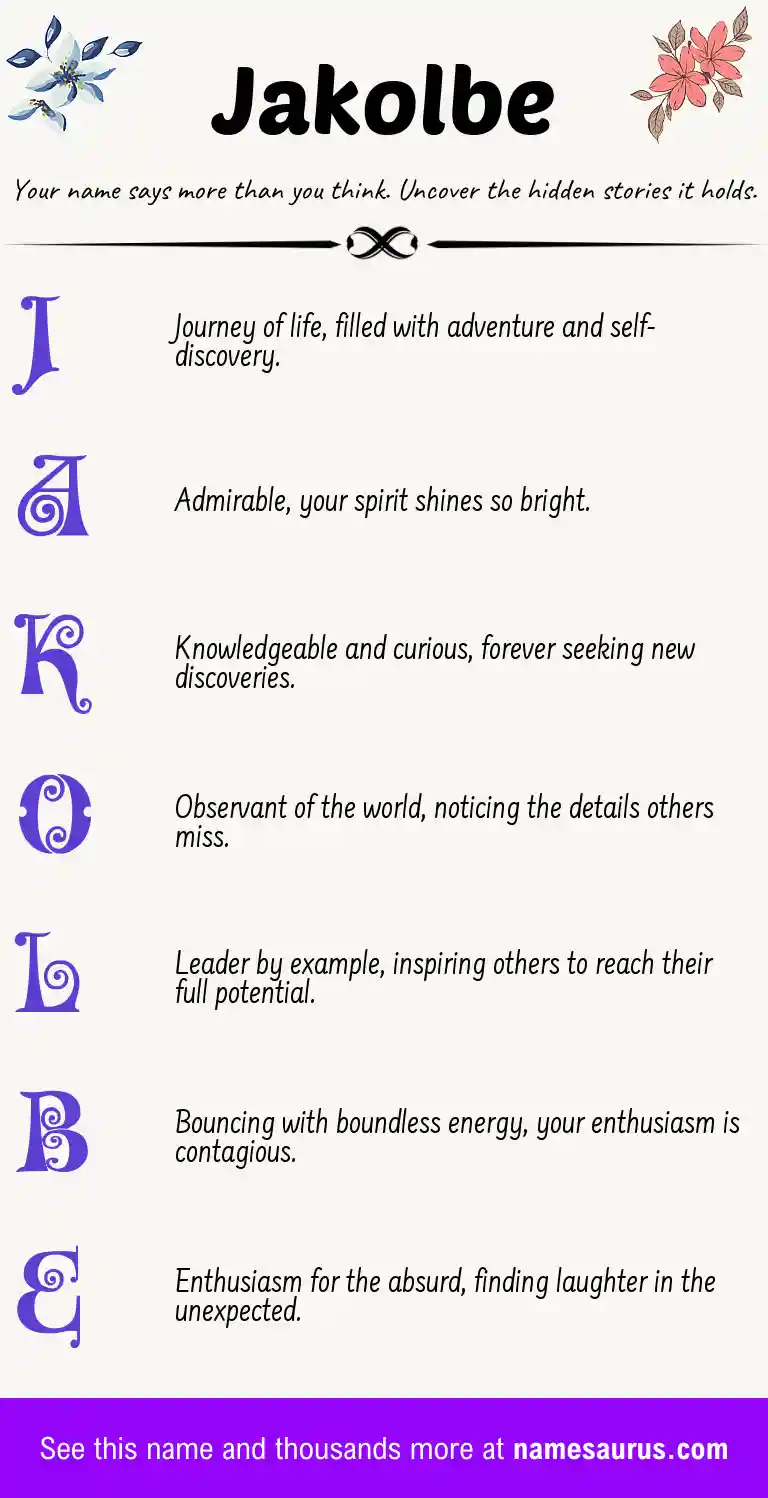 Acrostic poem about Jakolbe.