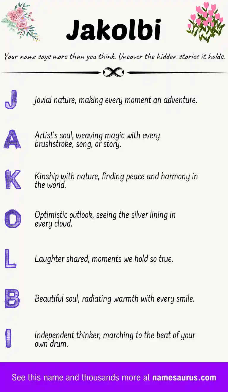 Acrostic poem about Jakolbi.