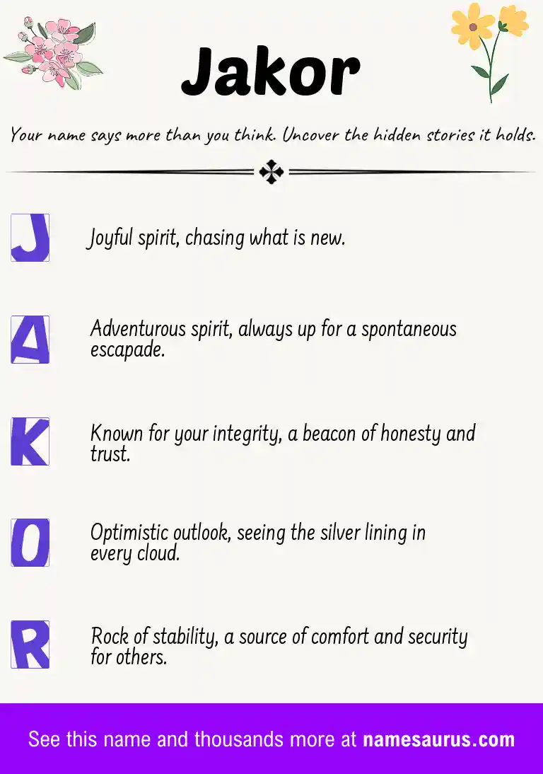 Acrostic poem about Jakor.