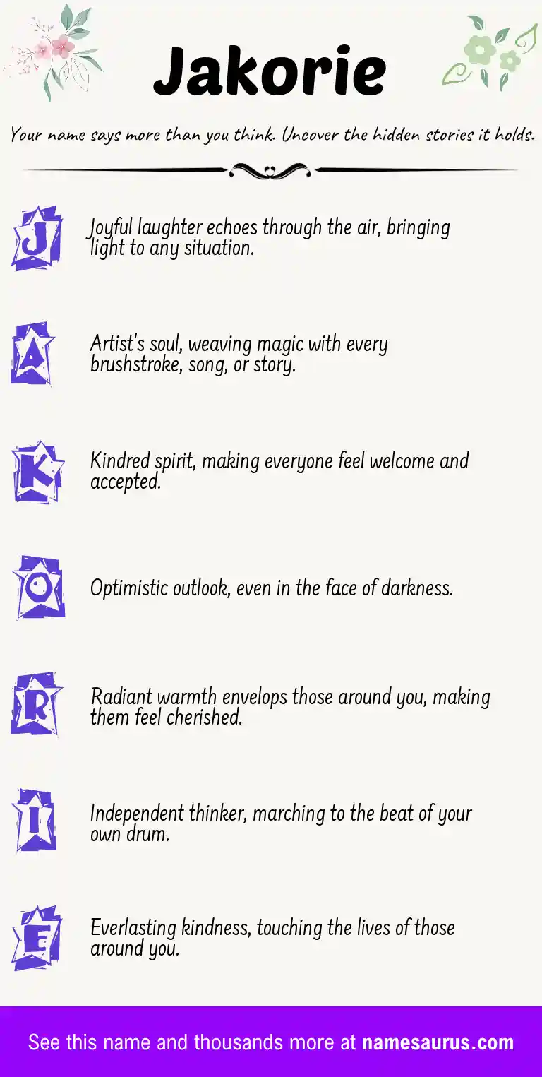 Acrostic poem about Jakorie.
