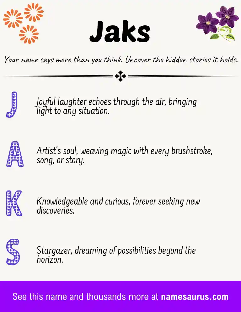 Acrostic poem about Jaks.