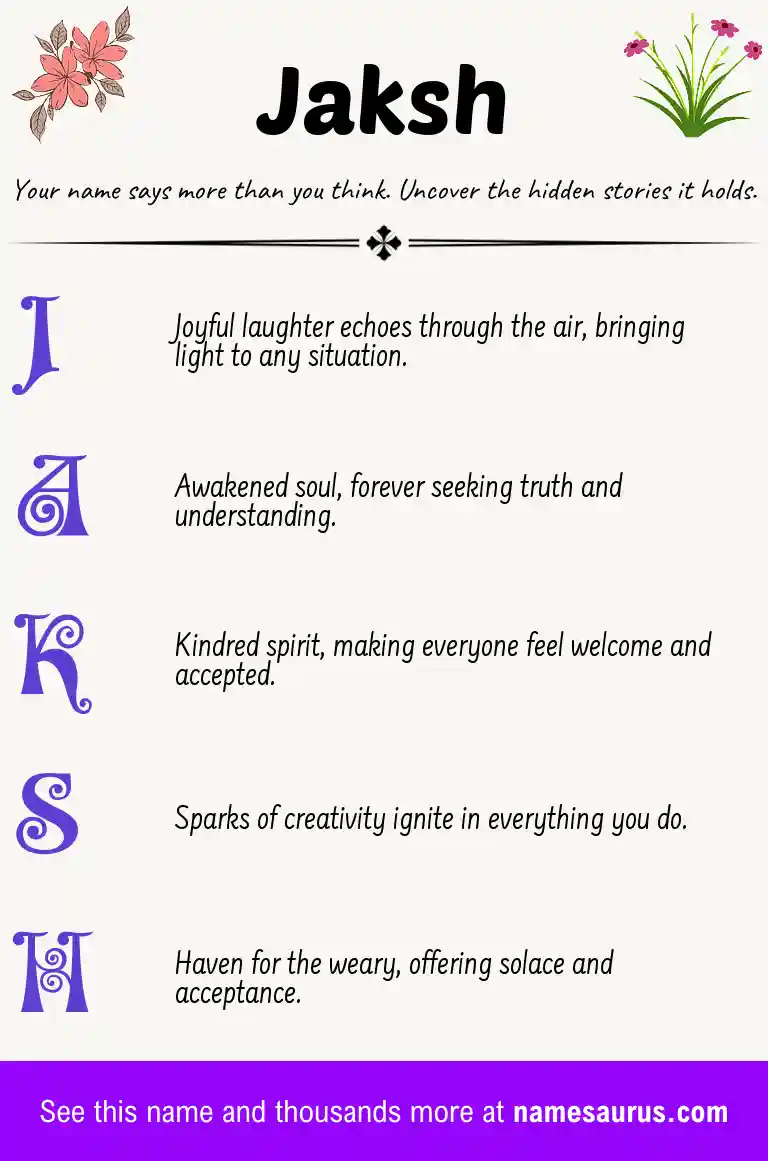 Acrostic poem about Jaksh.