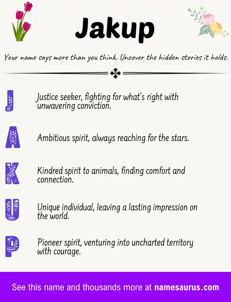 Acrostic poem about Jakup.