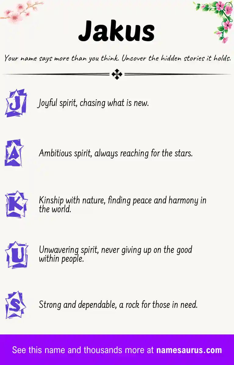 Acrostic poem about Jakus.