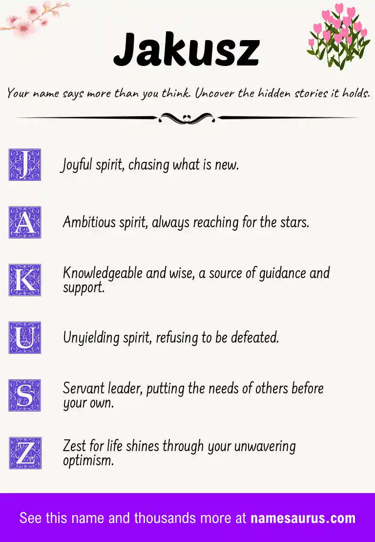 Acrostic poem about Jakusz.