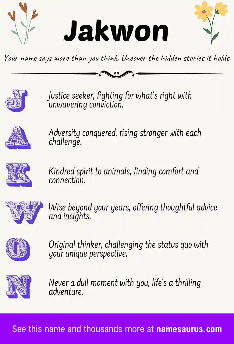 Acrostic poem about Jakwon.