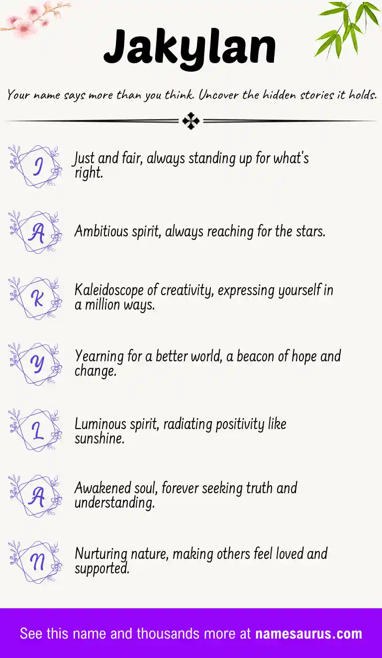 Acrostic poem about Jakylan.