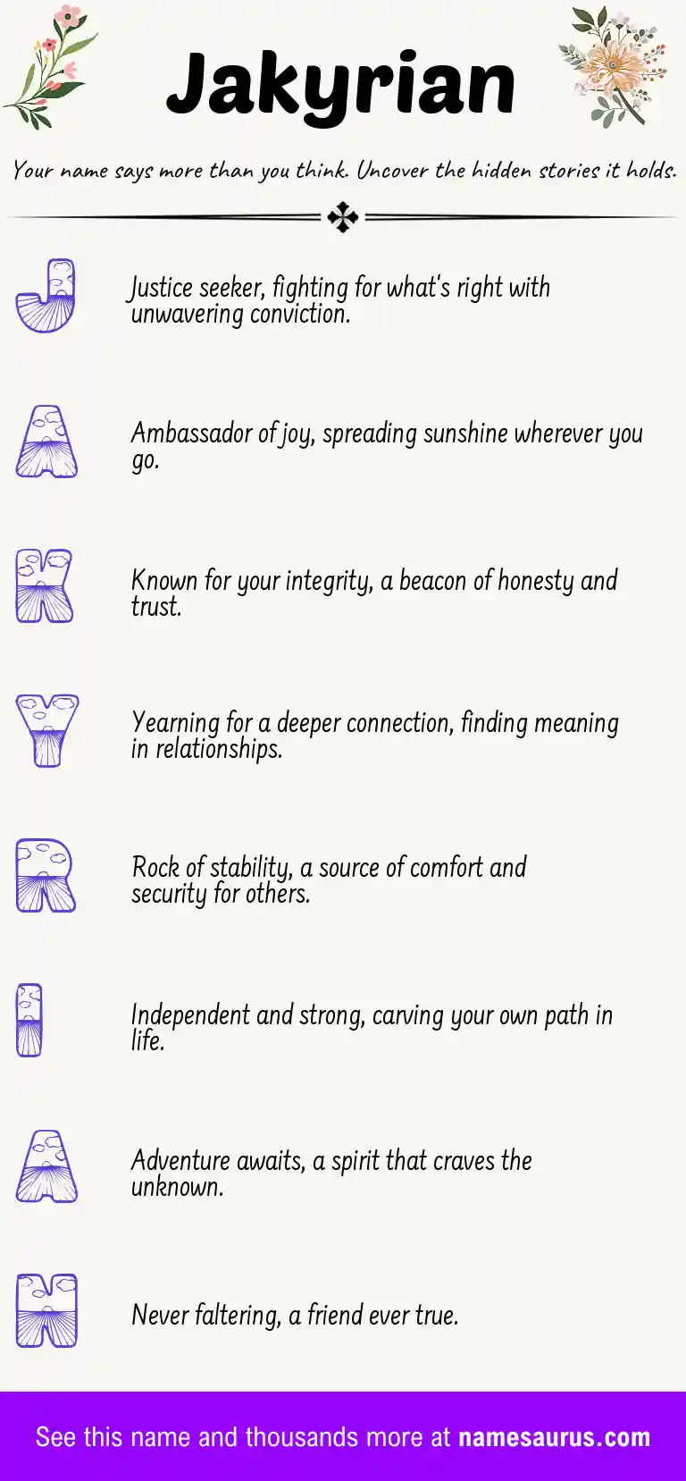 Acrostic poem about Jakyrian.