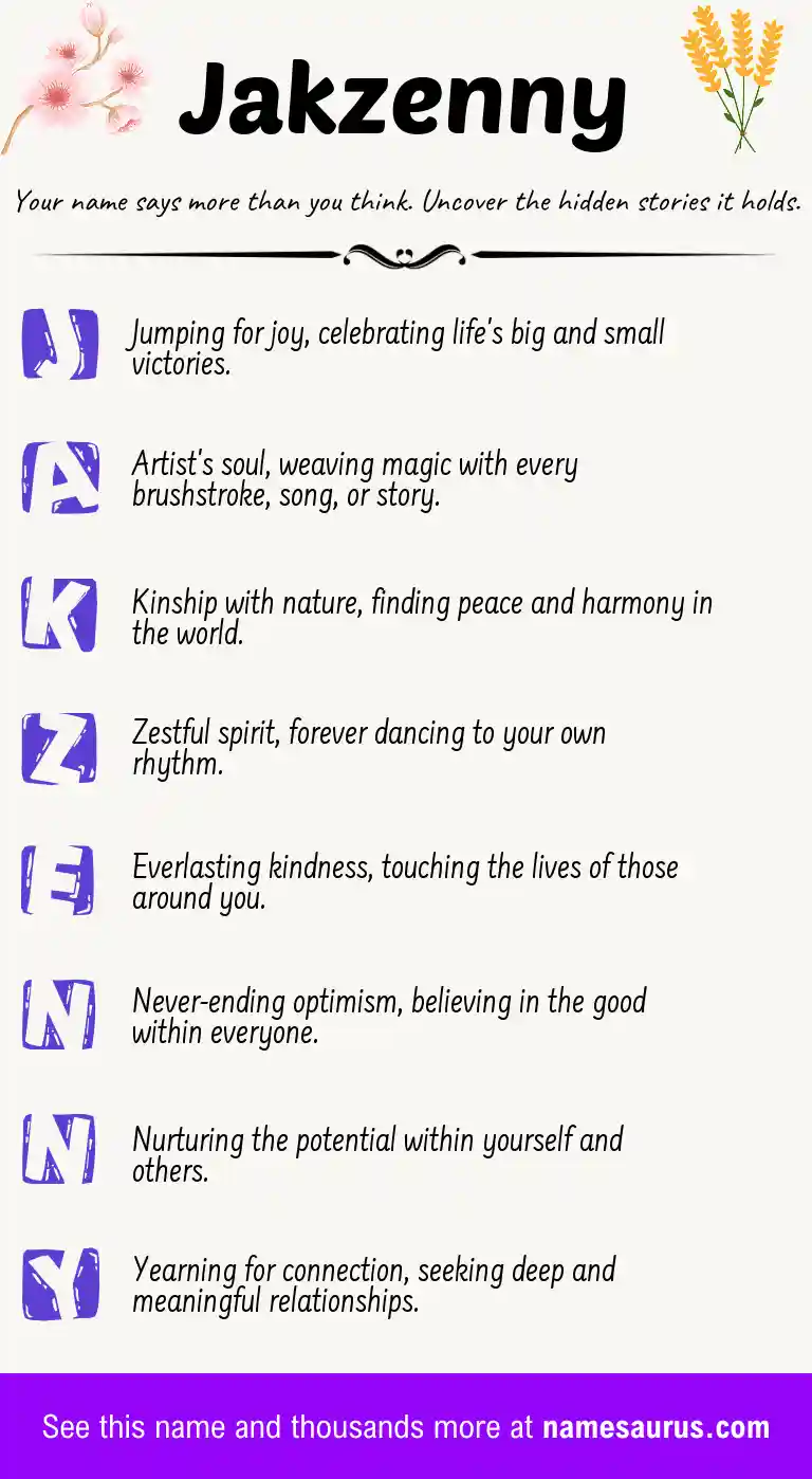 Acrostic poem about Jakzenny.