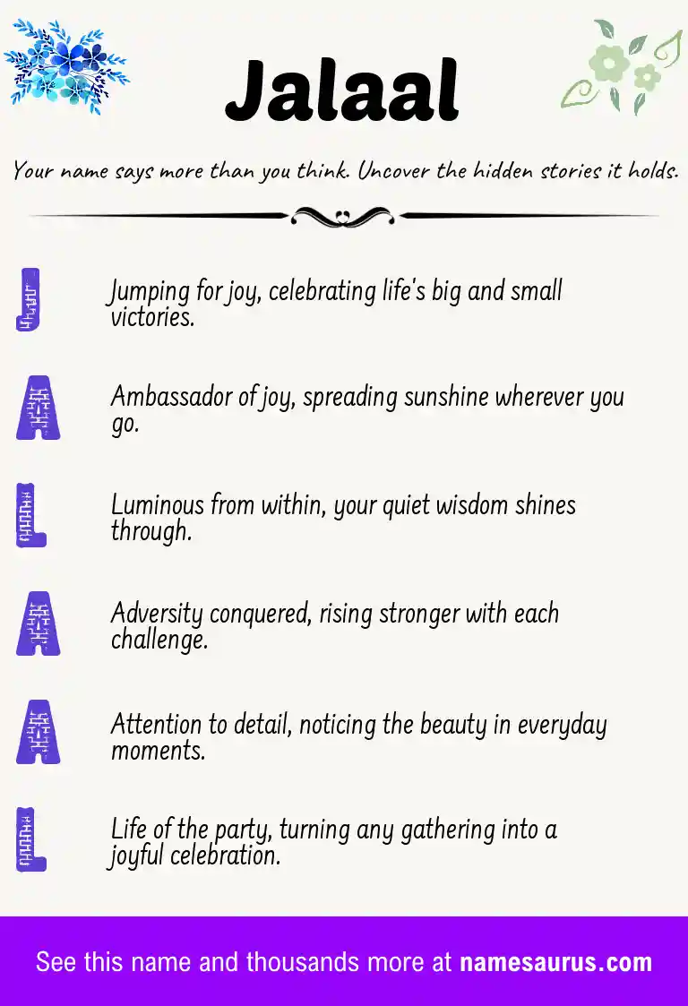 Acrostic poem about Jalaal.