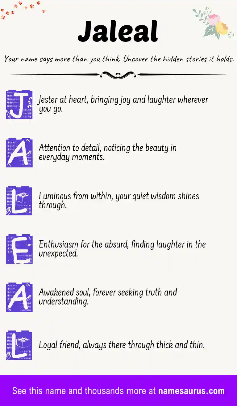 Acrostic poem about Jaleal.