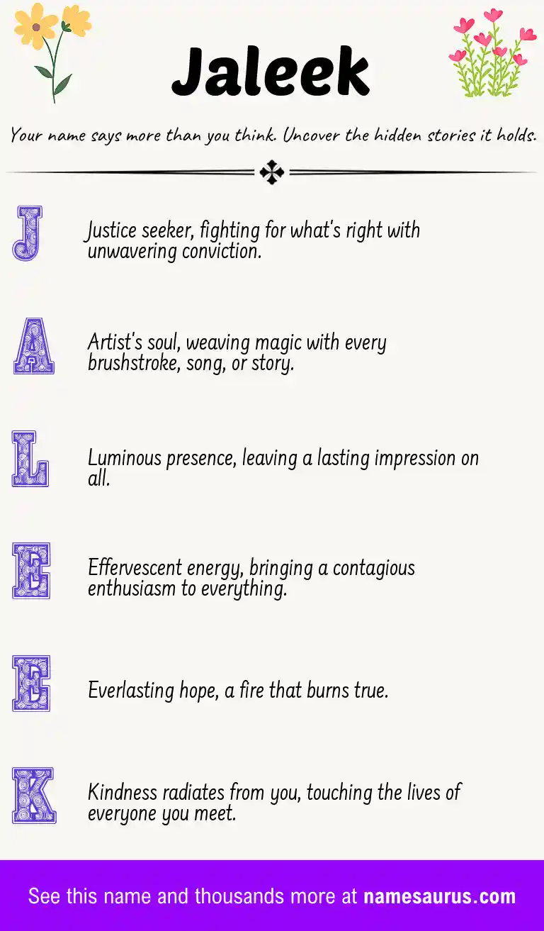 Acrostic poem about Jaleek.