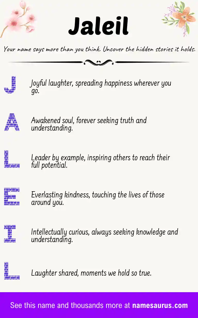 Acrostic poem about Jaleil.