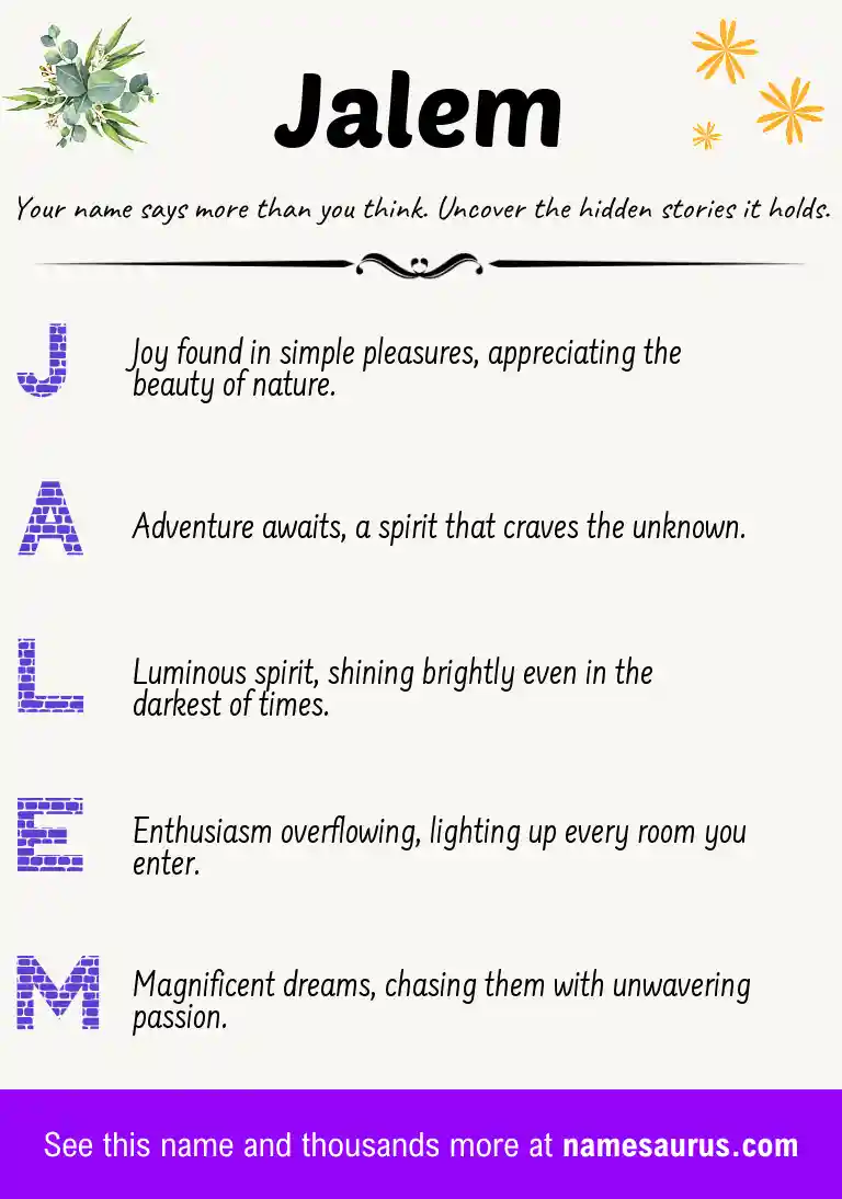 Acrostic poem about Jalem.