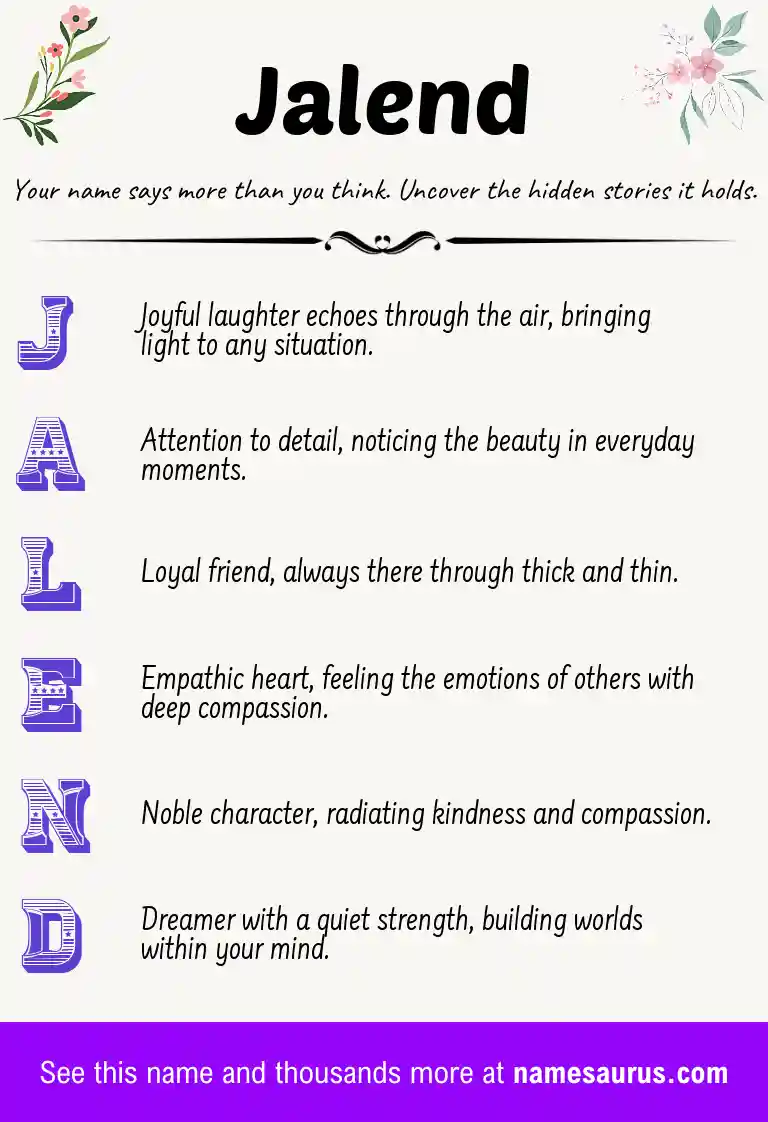 Acrostic poem about Jalend.