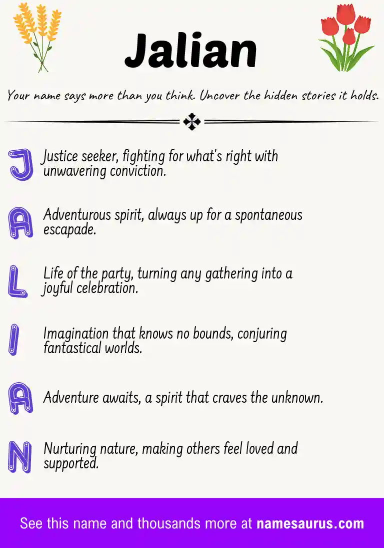 Acrostic poem about Jalian.