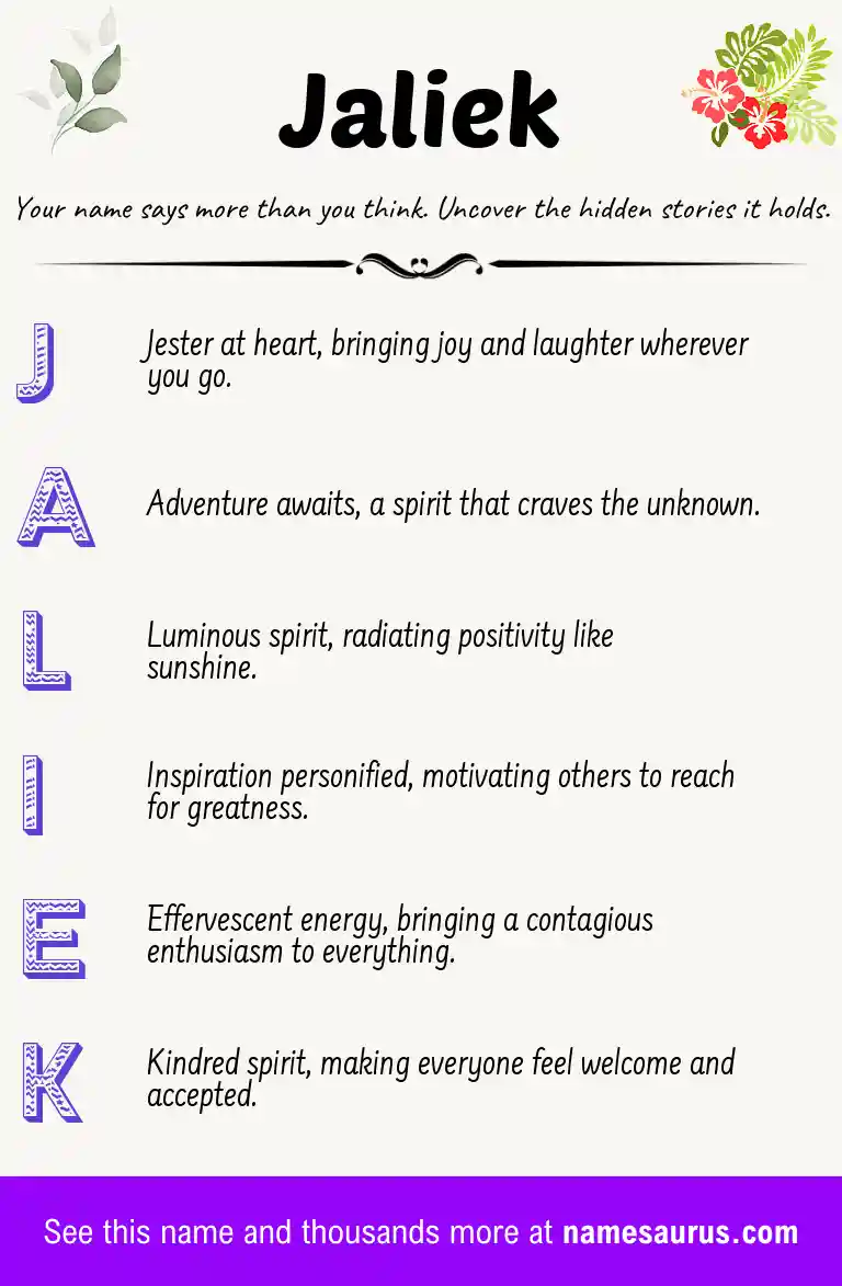 Acrostic poem about Jaliek.
