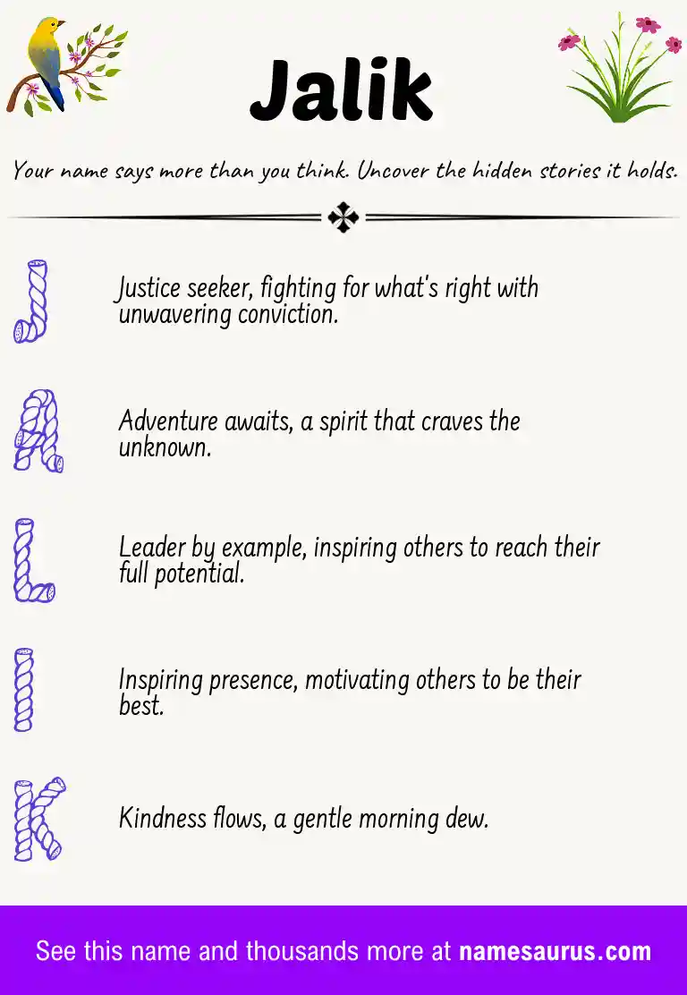 Acrostic poem about Jalik.