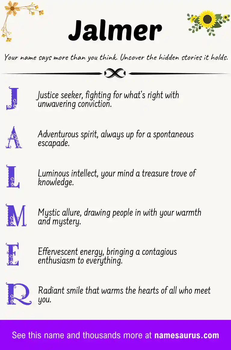 Acrostic poem about Jalmer.