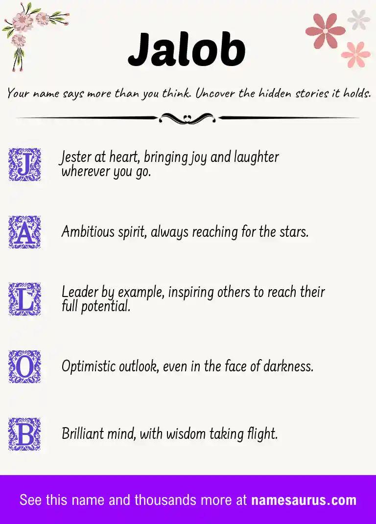 Acrostic poem about Jalob.