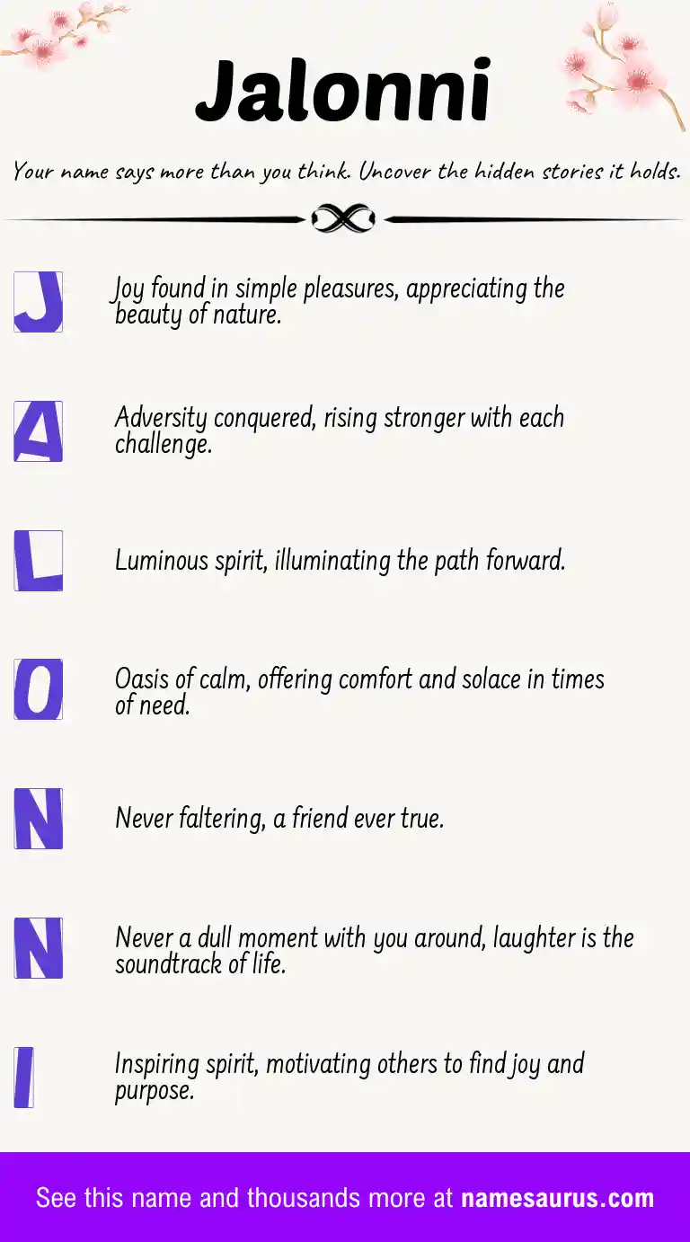 Acrostic poem about Jalonni.