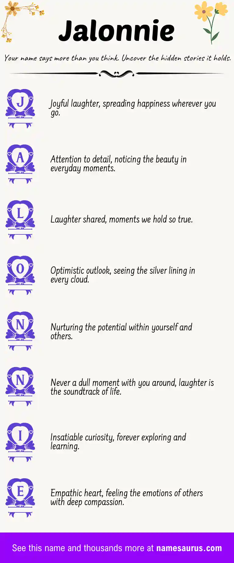 Acrostic poem about Jalonnie.