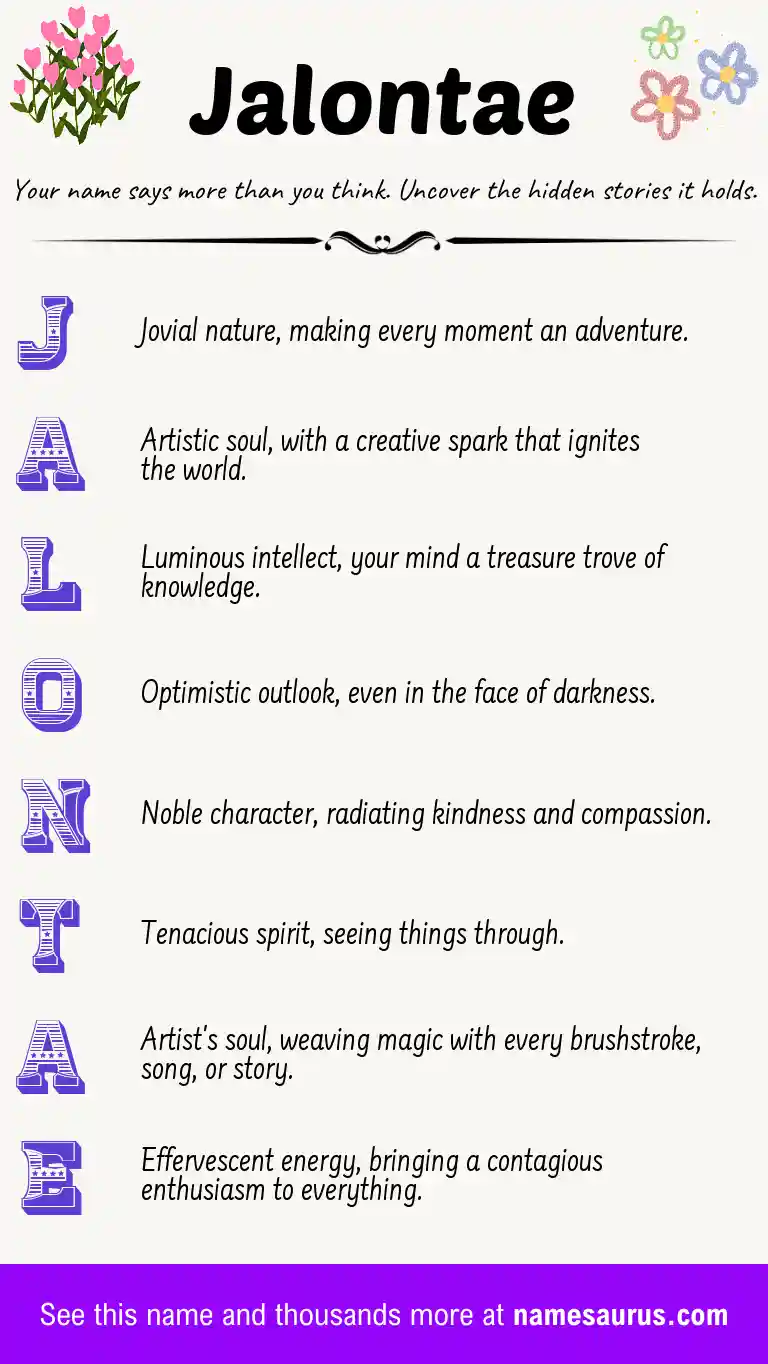 Acrostic poem about Jalontae.