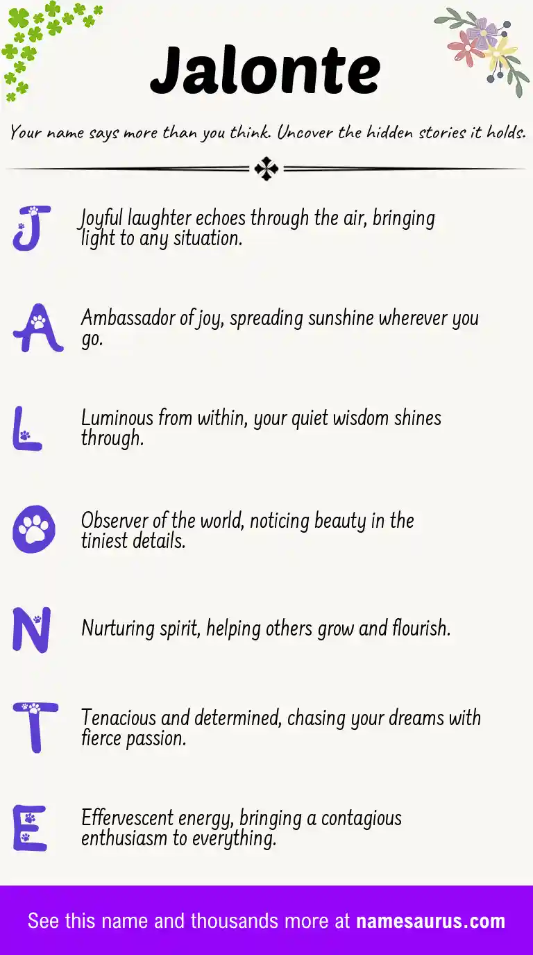 Acrostic poem about Jalonte.