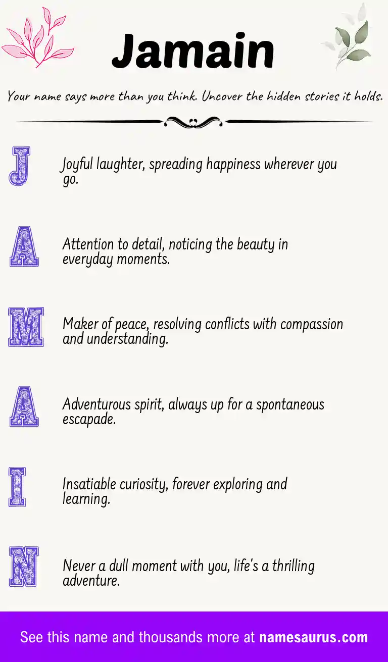 Acrostic poem about Jamain.