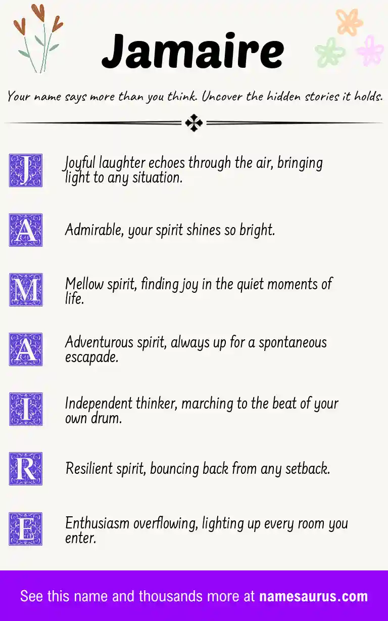 Acrostic poem about Jamaire.