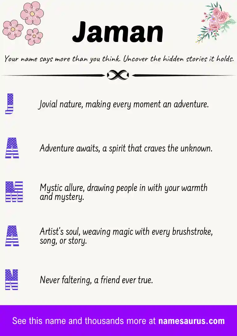Acrostic poem about Jaman.