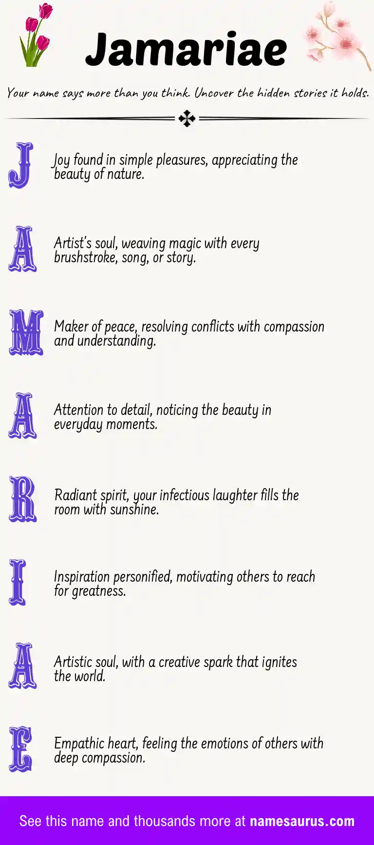 Acrostic poem about Jamariae.