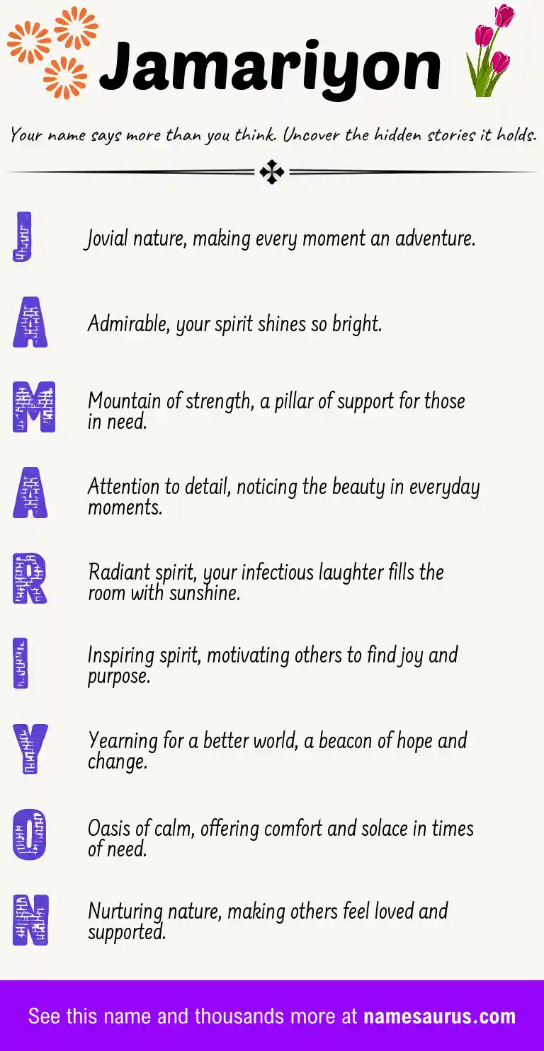 Acrostic poem about Jamariyon.