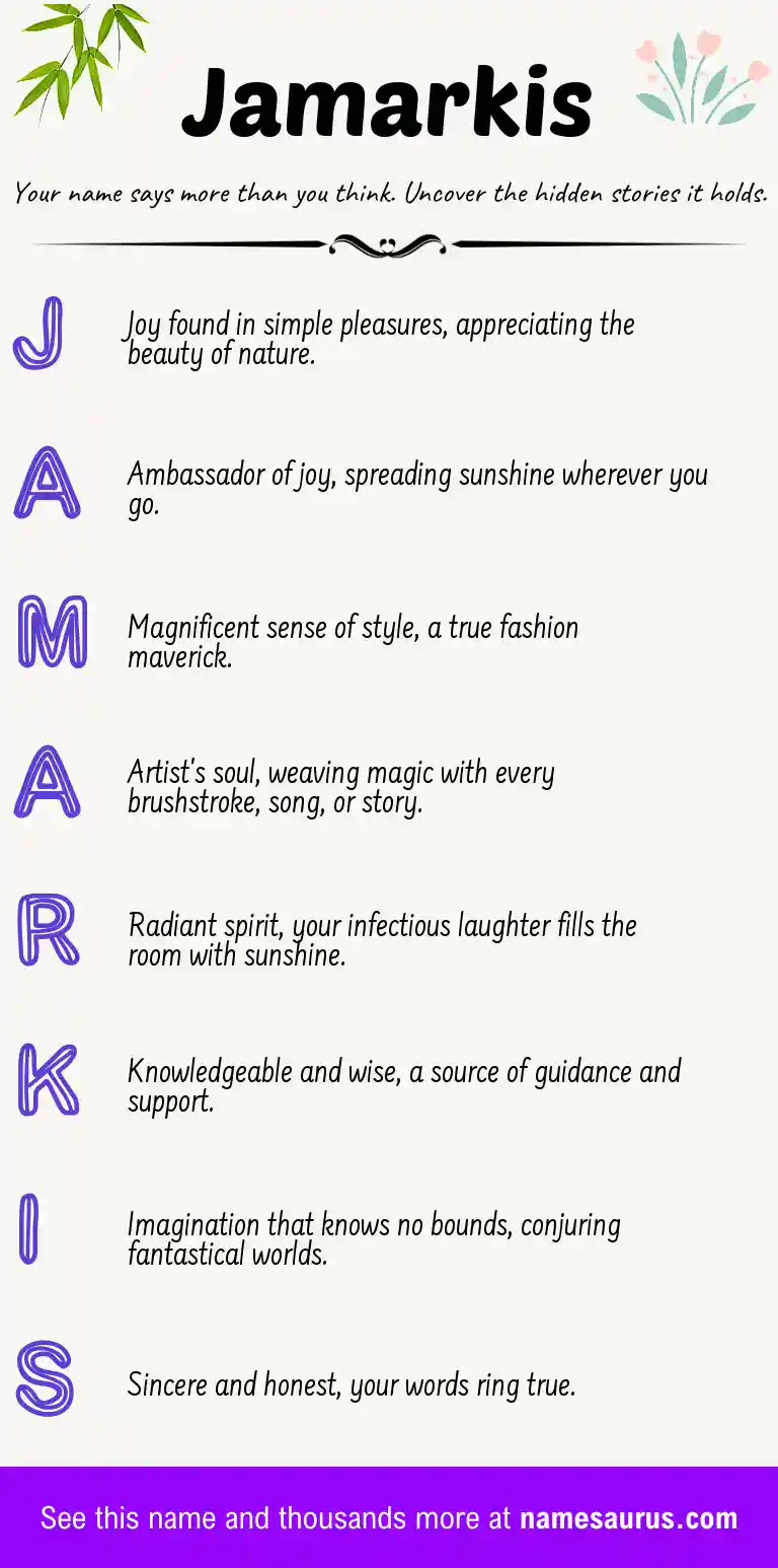 Acrostic poem about Jamarkis.