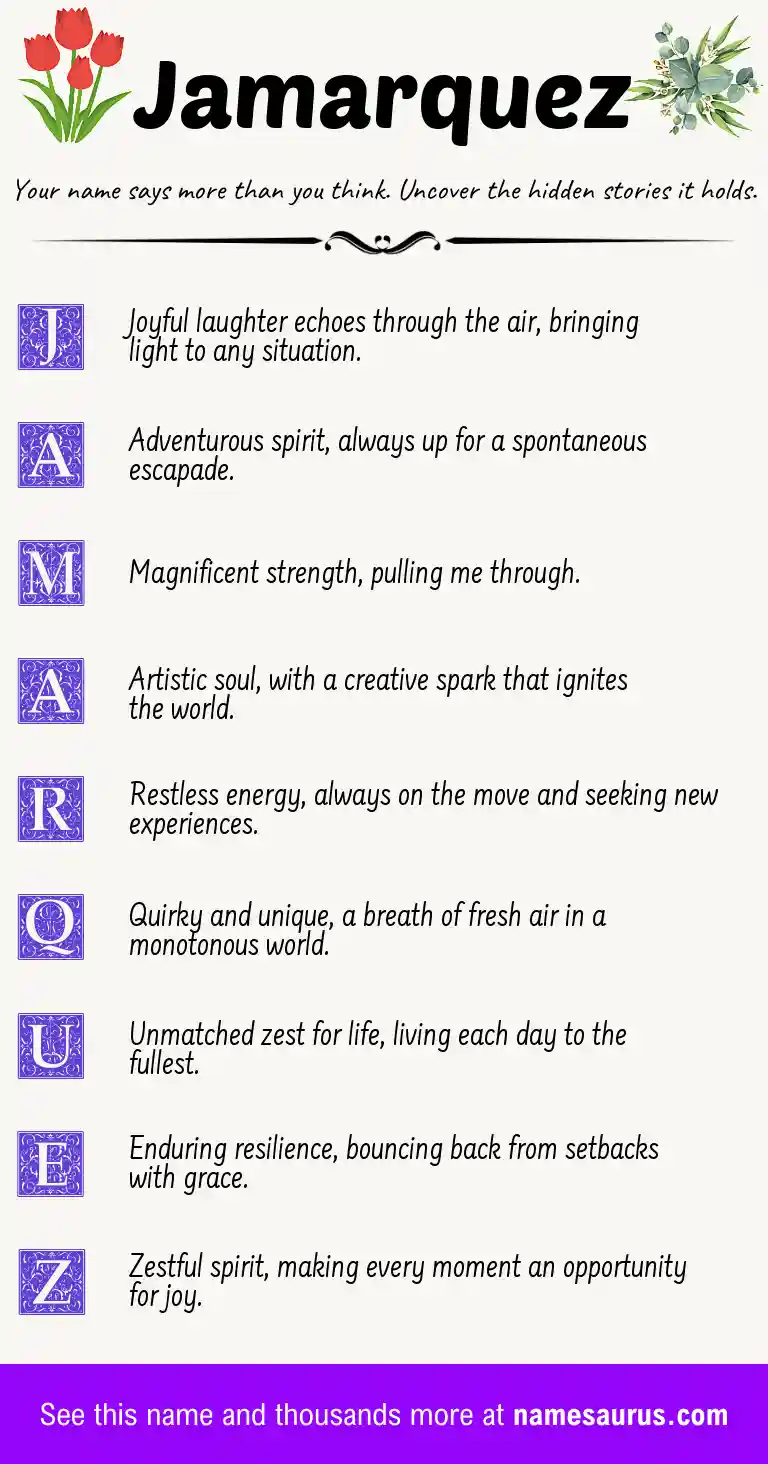 Acrostic poem about Jamarquez.