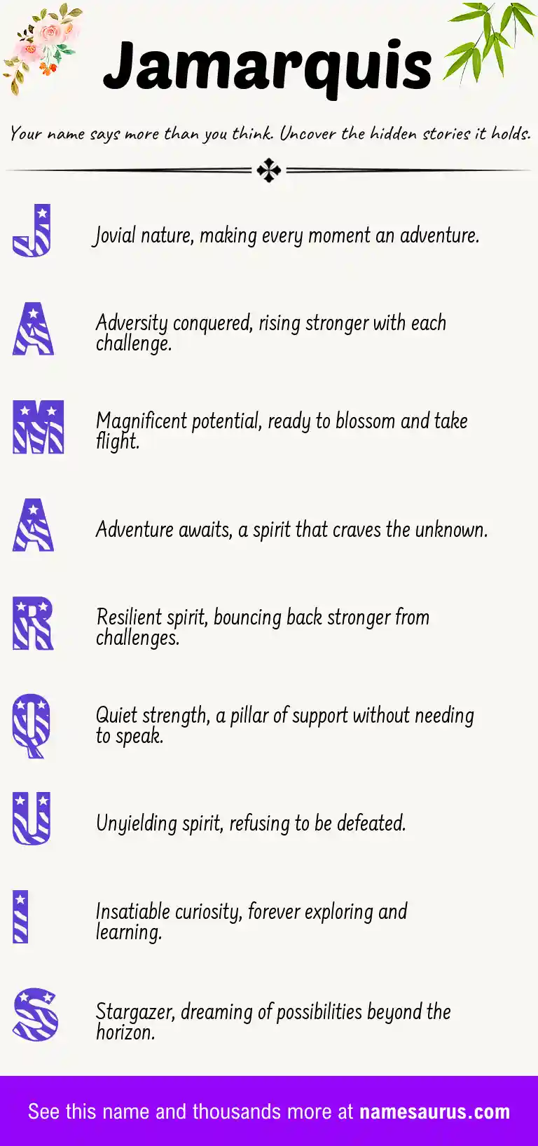 Acrostic poem about Jamarquis.