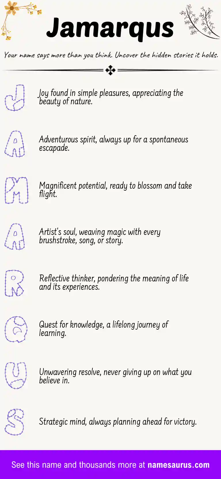 Acrostic poem about Jamarqus.