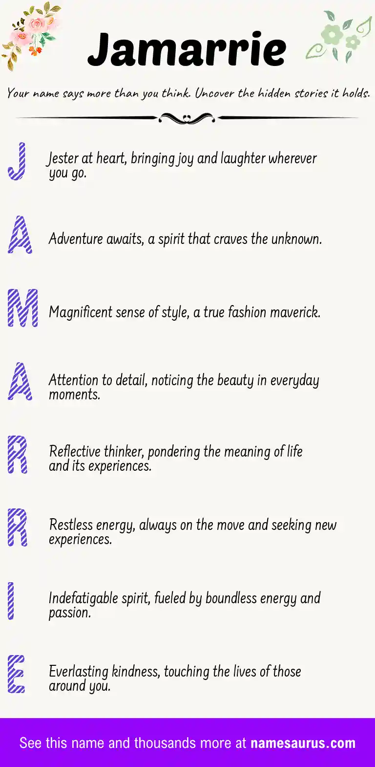 Acrostic poem about Jamarrie.