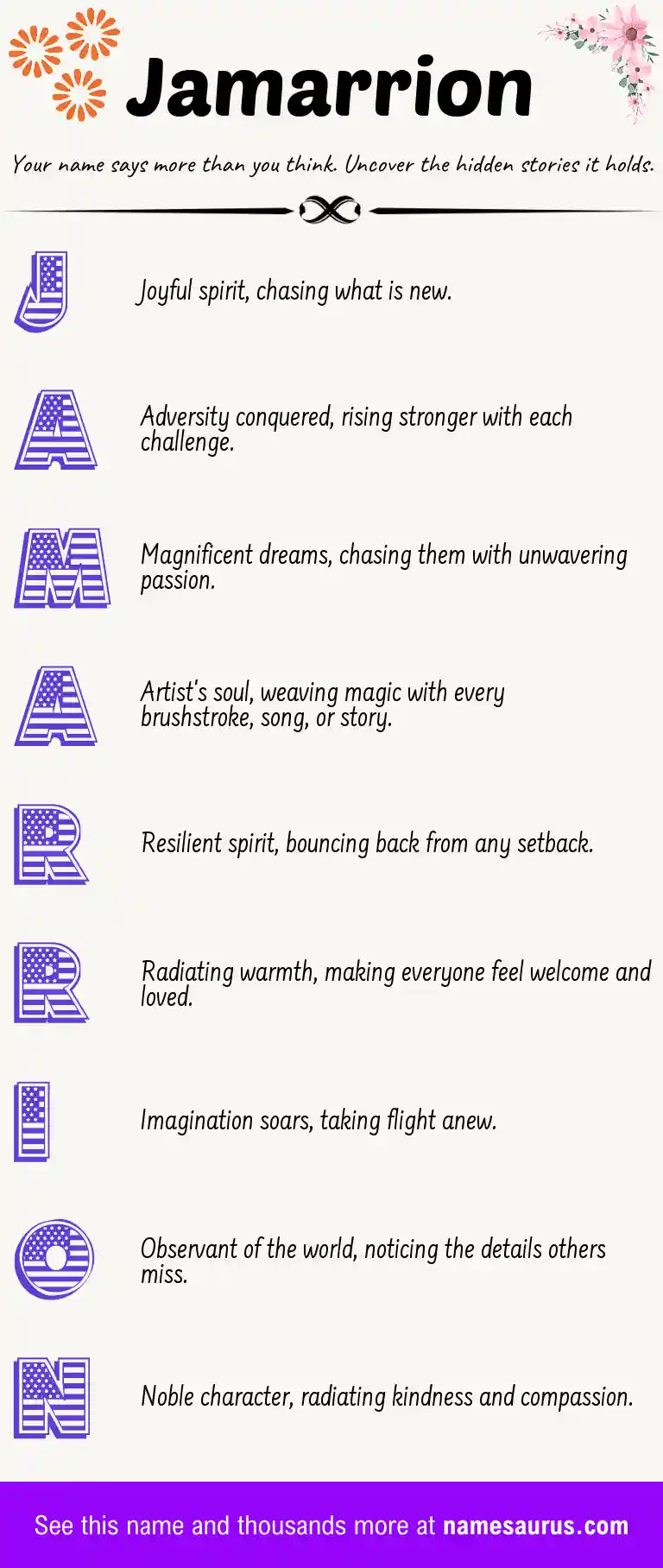 Acrostic poem about Jamarrion.