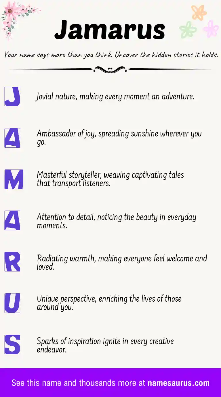 Acrostic poem about Jamarus.