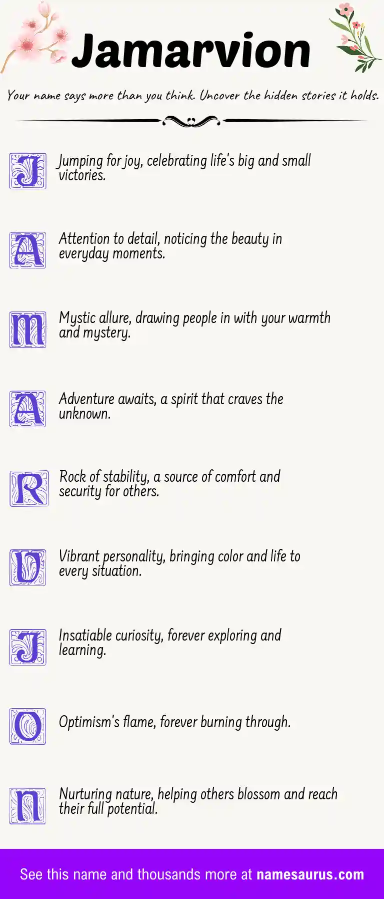 Acrostic poem about Jamarvion.