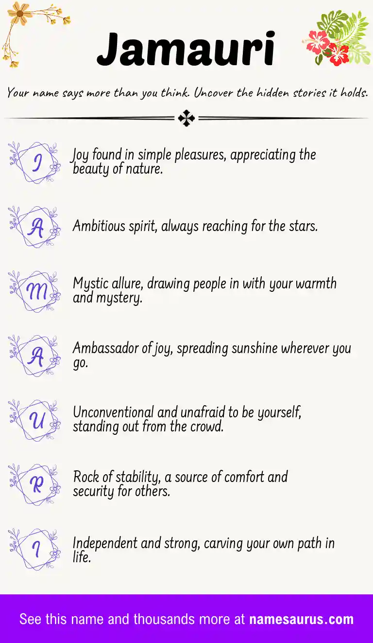 Acrostic poem about Jamauri.