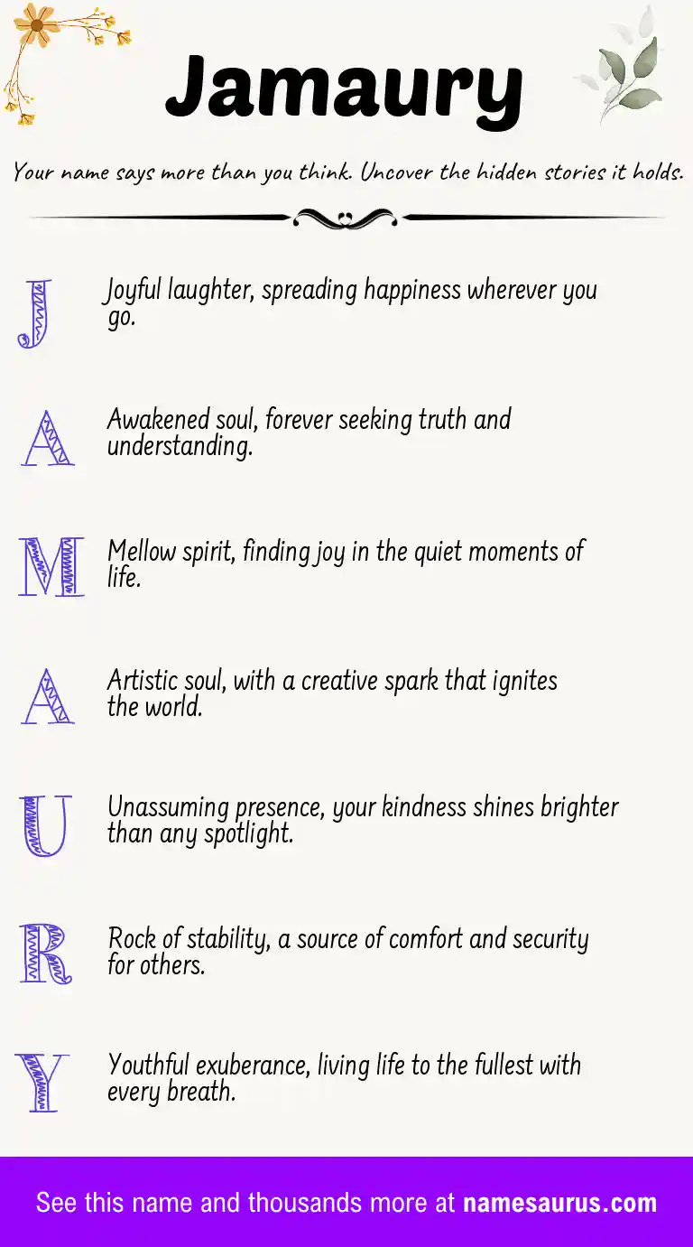 Acrostic poem about Jamaury.