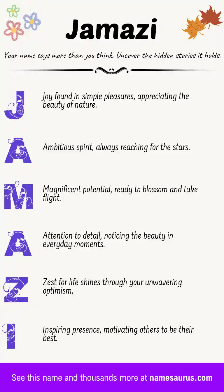 Acrostic poem about Jamazi.