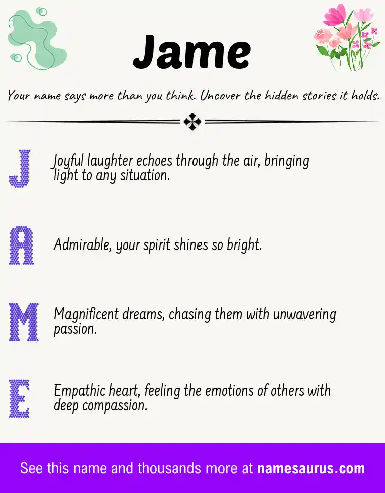 Acrostic poem about Jame.