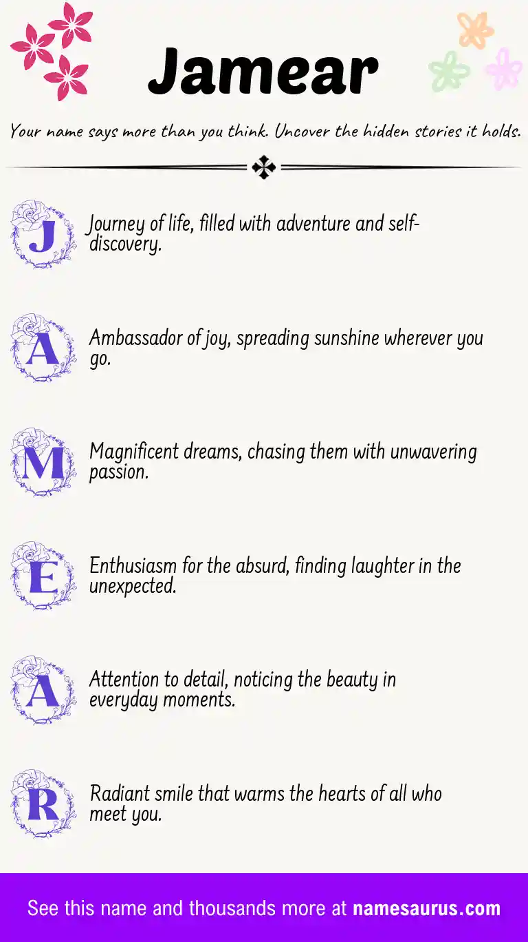 Acrostic poem about Jamear.