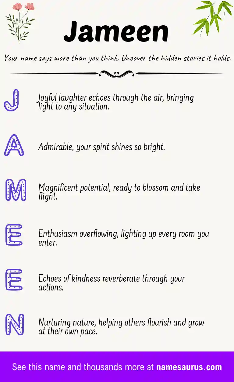 Acrostic poem about Jameen.