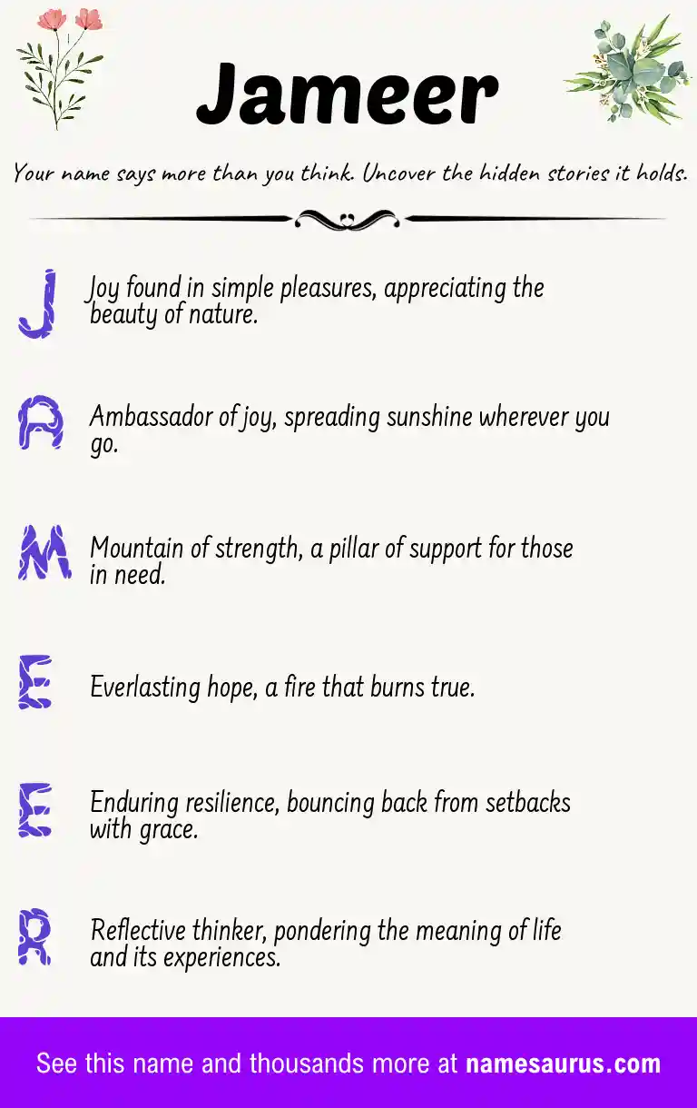Acrostic poem about Jameer.