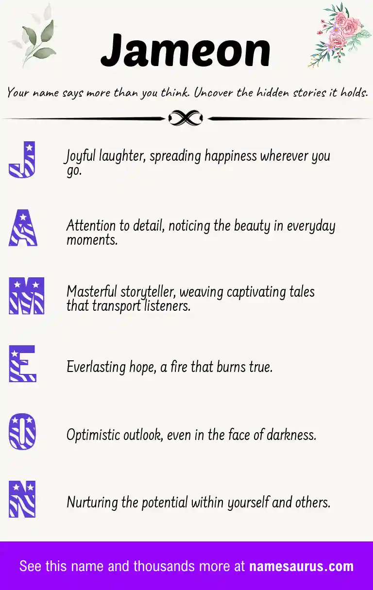 Acrostic poem about Jameon.